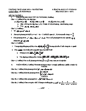 Kiểm tra học kỳ I Toán 10 năm học 2011  2012